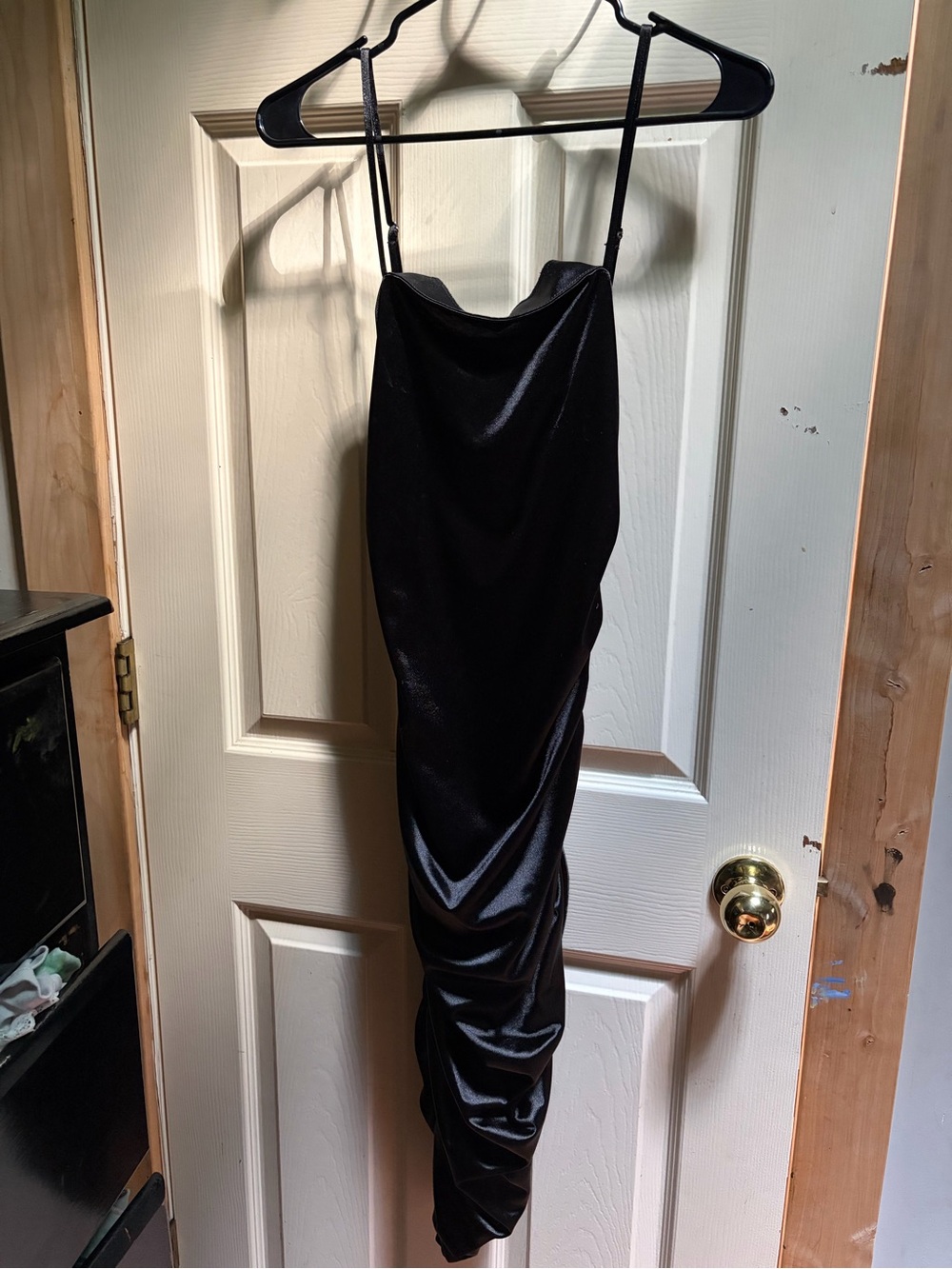 Forever 21 Black Satin Cowl Neck Maxi Dress